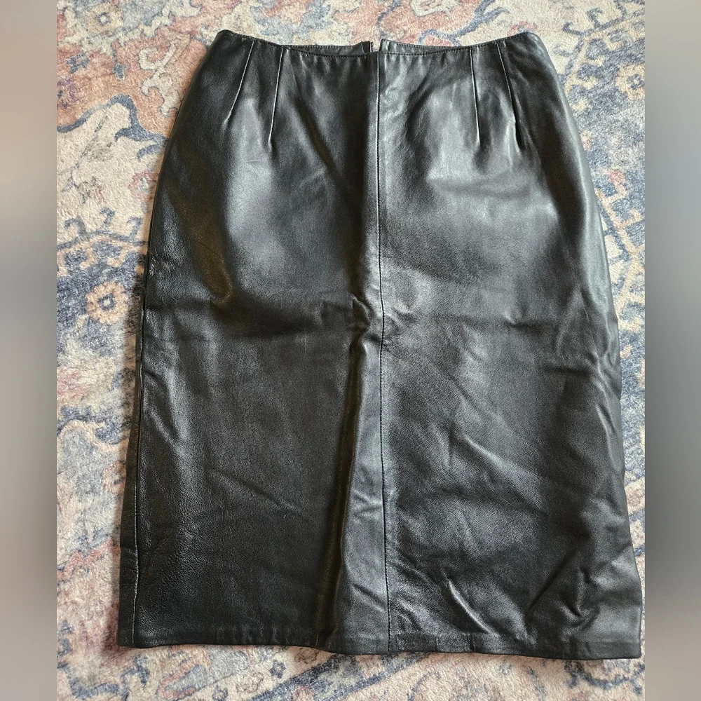 Vintage Bagatelle Black Leather Lined Skirt Sz 10 - Picture 1 of 6
